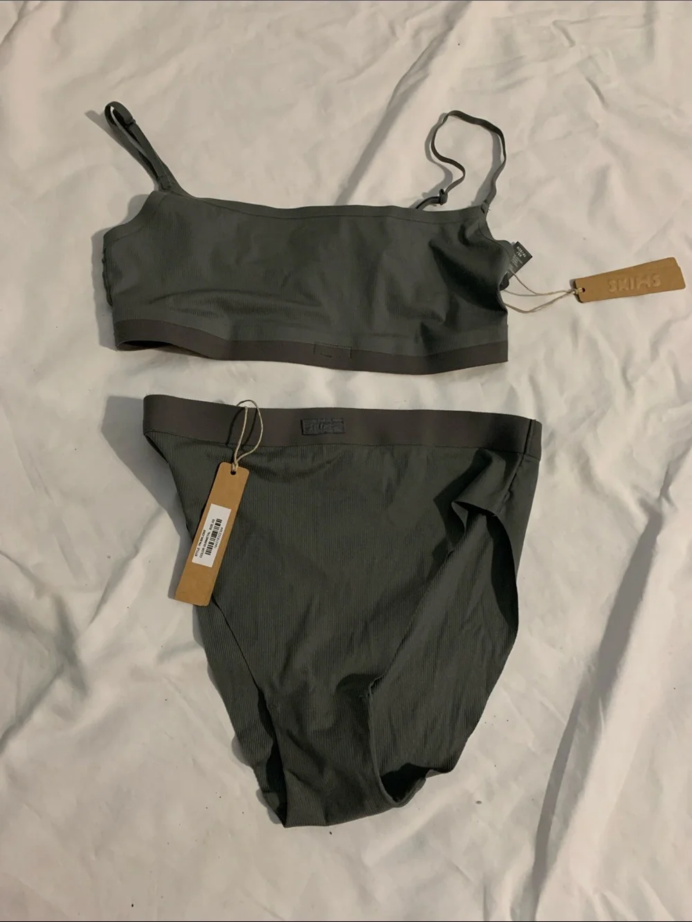 High-Waist Gunmetal Bikini lingerie Set - Women skims